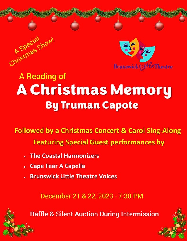 Poster design for Brunswick Little Theatre’s reading of A Christmas Memory, December 2023