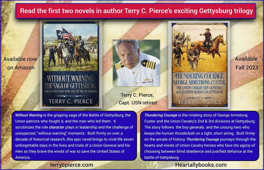 Promotional artwork for author Terry C. Pierce’s Gettysburg trilogy
